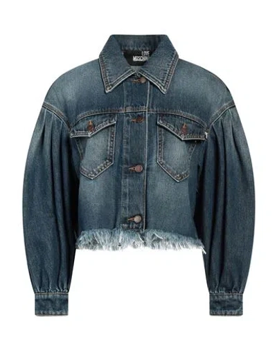 Love Moschino Woman Denim Outerwear Blue Size 8 Cotton