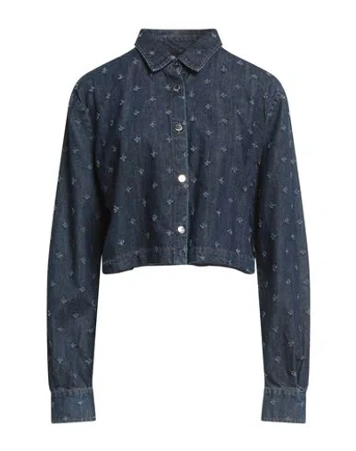 Love Moschino Woman Denim Shirt Blue Size 10 Cotton