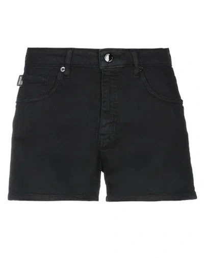 Love Moschino Woman Denim Shorts Black Size 4 Cotton, Linen, Elastane