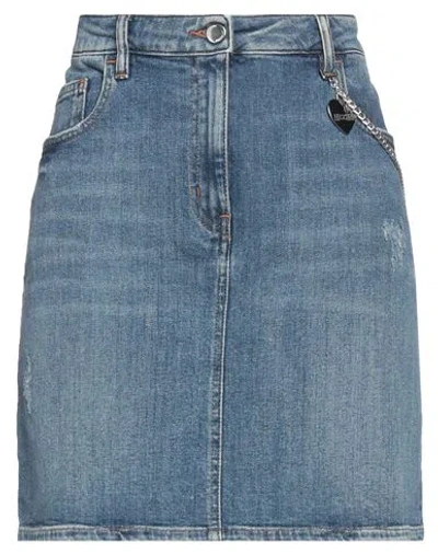 Love Moschino Woman Denim Skirt Blue Size 4 Cotton, Elastane