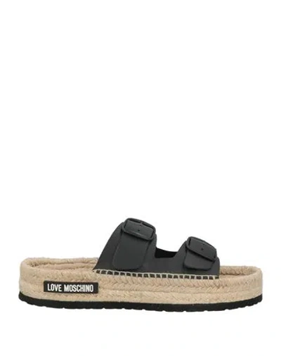 Love Moschino Woman Espadrilles Black Size 10 Leather