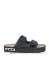 Love Moschino Woman Espadrilles Black Size 8 Leather In Black