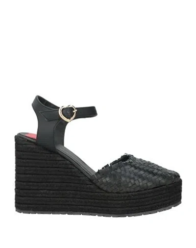 Love Moschino Woman Espadrilles Black Size 8 Soft Leather, Textile Fibers