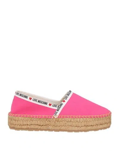 Love Moschino Woman Espadrilles Fuchsia Size 5 Textile Fibers In Pink