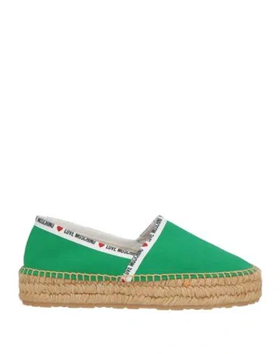 Love Moschino Woman Espadrilles Green Size 8 Textile Fibers