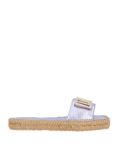Love Moschino Woman Espadrilles Lilac Size 10 Calfskin In Purple