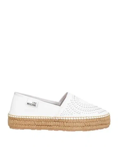 Love Moschino Woman Espadrilles Off White Size 10 Leather, Textile Fibers