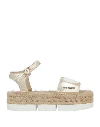 Love Moschino Woman Espadrilles Platinum Size 8 Leather In Neutral