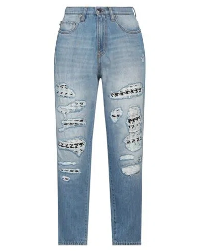 Love Moschino Woman Jeans Blue Size 27 Cotton, Wool, Polyamide
