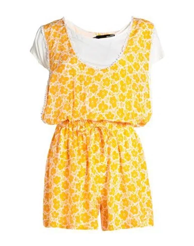 Love Moschino Woman Jumpsuit Yellow Size 8 Silk, Viscose