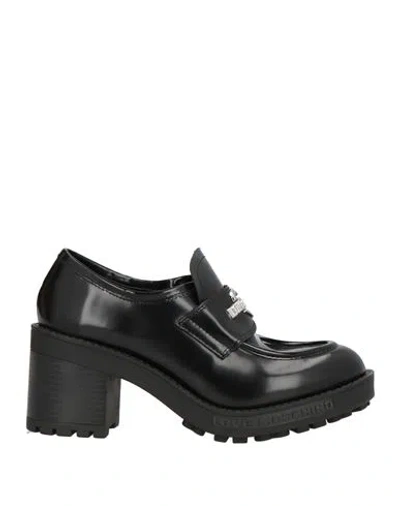 Love Moschino Woman Loafers Black Size 5 Leather