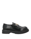 Love Moschino Heart Logo Brushed Calfskin Loafers In Black