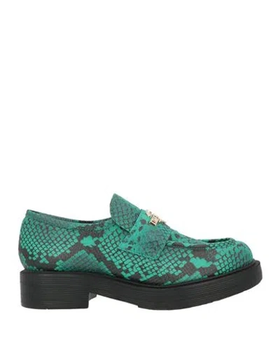 Love Moschino Woman Loafers Emerald Green Size 6 Calfskin