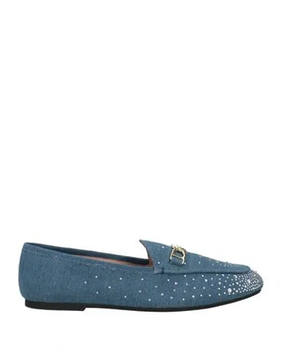Love Moschino Woman Loafers Sky Blue Size 8 Textile Fibers
