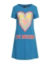 Love Moschino Woman Mini Dress Azure Size 8 Cotton In Blue