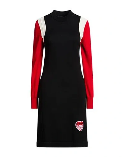 Love Moschino Woman Mini Dress Black Size 10 Acrylic, Wool