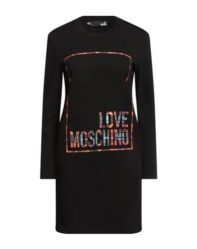 Love Moschino Woman Mini Dress Black Size 2 Cotton, Elastane