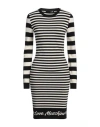 Love Moschino Elegant Striped Knit Dress With Long Sleeves In Black