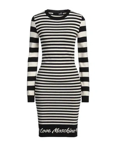 LOVE MOSCHINO LOVE MOSCHINO WOMAN MINI DRESS BLACK SIZE 8 POLYAMIDE, ACRYLIC, WOOL, POLYESTER
