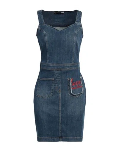 Love Moschino Woman Mini Dress Blue Size 8 Cotton, Polyester, Elastane