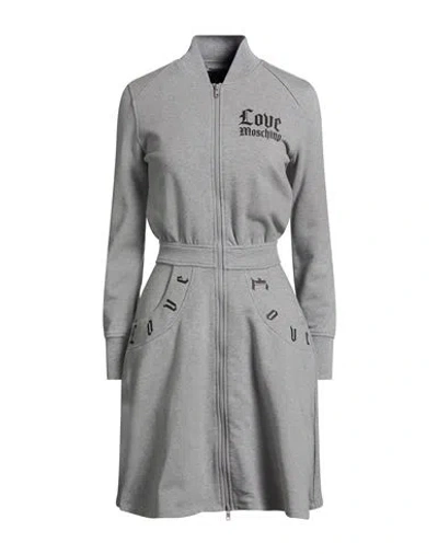 Love Moschino Woman Mini Dress Grey Size 2 Cotton, Elastane In Gray