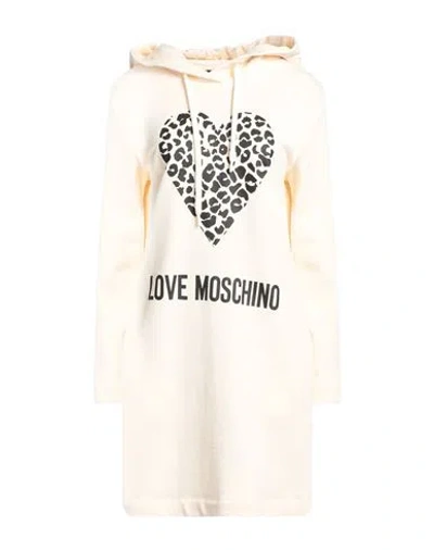 Love Moschino Woman Short Dress Ivory Size 10 Cotton In White