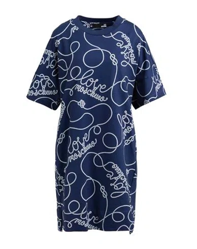 Love Moschino Woman Mini Dress Navy Size 4 Cotton, Elastane In Blue
