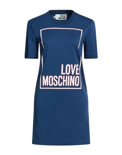 Love Moschino Woman Mini Dress Navy Size 4 Cotton, Elastane In Blue
