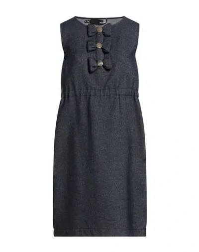 Love Moschino Woman Mini Dress Navy Size 8 Cotton, Virgin Wool, Polyamide In Black