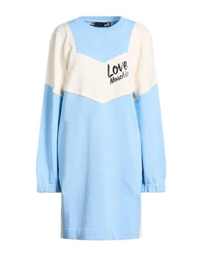 Love Moschino Woman Mini Dress Sky Blue Size 10 Cotton