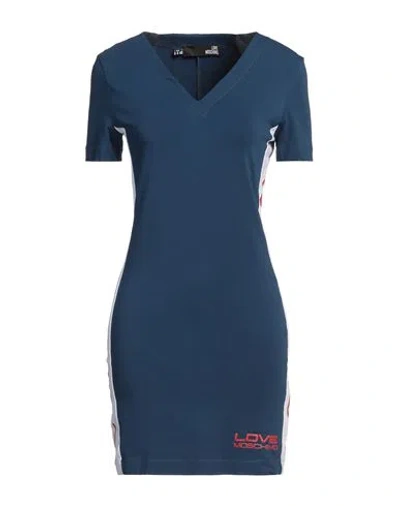 Love Moschino Woman Mini Dress Slate Blue Size 10 Cotton, Elastane