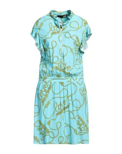 Love Moschino Woman Mini Dress Turquoise Size 12 Viscose In Blue