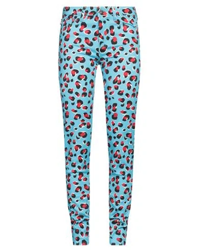 Love Moschino Woman Pants Azure Size 26 Cotton, Elastane In Blue