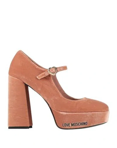 Love Moschino Woman Pumps Antique Rose Size 8 Textile Fibers In Neutral