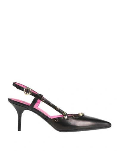 Love Moschino Woman Pumps Black Size 8 Textile Fibers