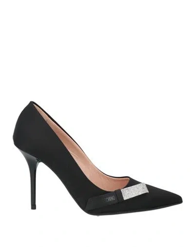 Love Moschino Woman Pumps Black Size 8 Textile Fibers