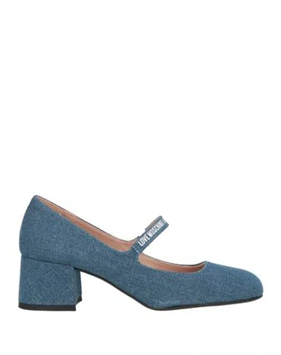 Love Moschino Woman Pumps Blue Size 7 Leather
