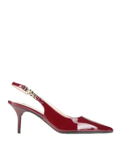Love Moschino Woman Pumps Burgundy Size 7 Leather In Multi
