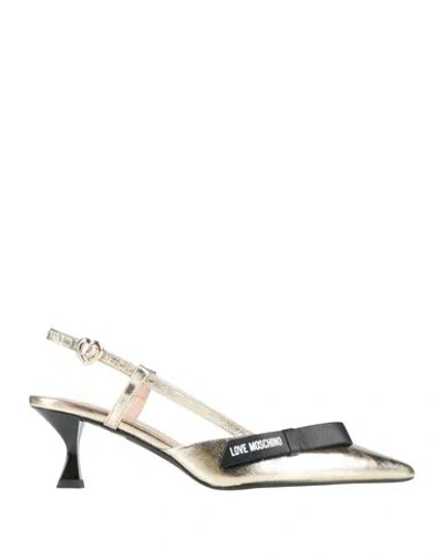 Love Moschino Woman Pumps Gold Size 7 Leather