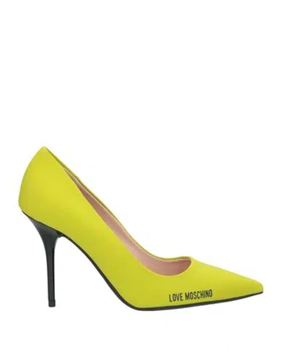 Love Moschino Woman Pumps Lime Green Size 8 Textile Fibers