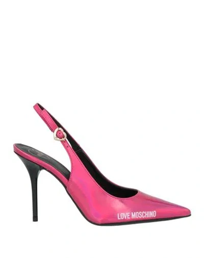 Love Moschino Woman Pumps Magenta Size 8 Textile Fibers In Pink