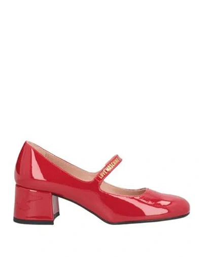 Love Moschino Woman Pumps Red Size 7 Leather