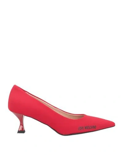 Love Moschino Woman Pumps Red Size 7 Textile Fibers In Multi