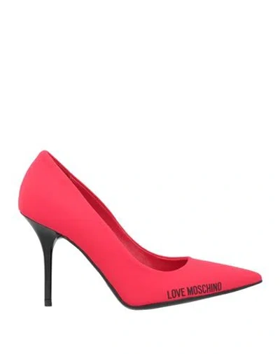 Love Moschino Woman Pumps Red Size 8 Textile Fibers