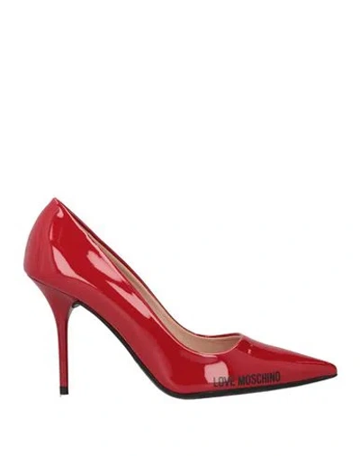 Love Moschino Woman Pumps Red Size 8 Textile Fibers