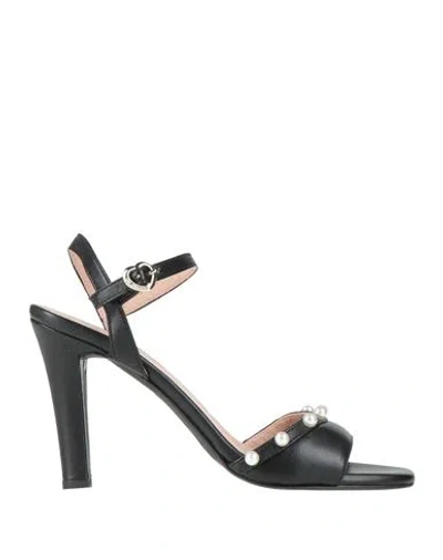 Love Moschino Woman Sandals Black Size 7 Leather In Multi