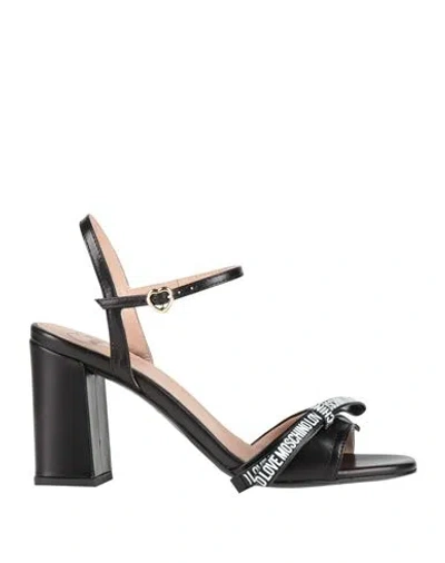 Love Moschino 95mm Logo-bow Leather Sandals In Black