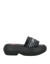 Love Moschino 75mm Platform Leather Slides In Black