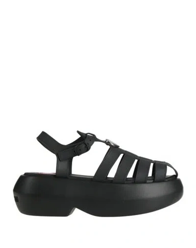 Love Moschino Woman Sandals Black Size 8 Pvc - Polyvinyl Chloride