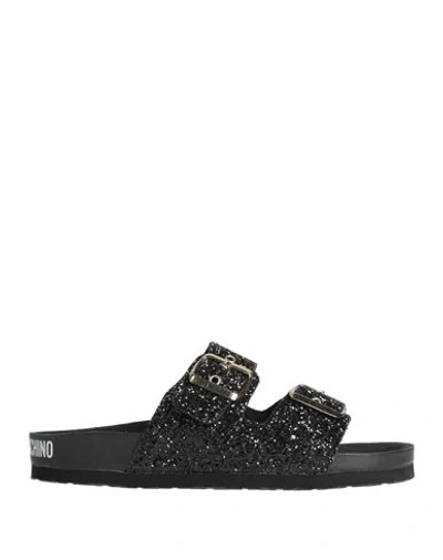 Love Moschino Woman Sandals Black Size 8 Rubber